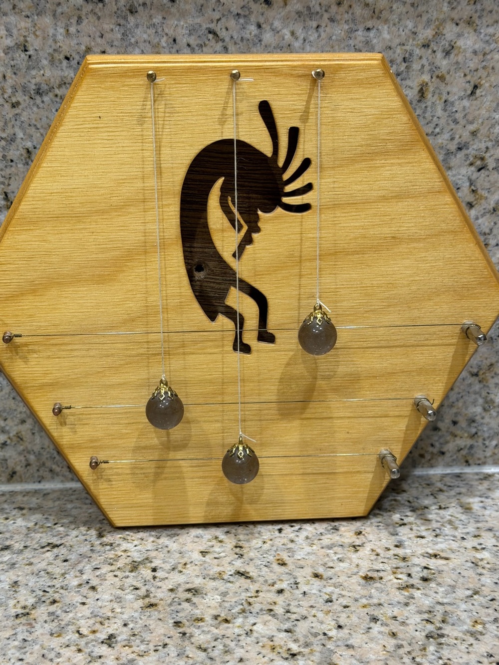 Vintage Kokopelli Wooden Door Harp Chime Southwestern Wall Door Décor 9”